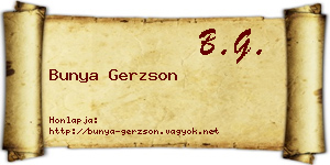 Bunya Gerzson névjegykártya